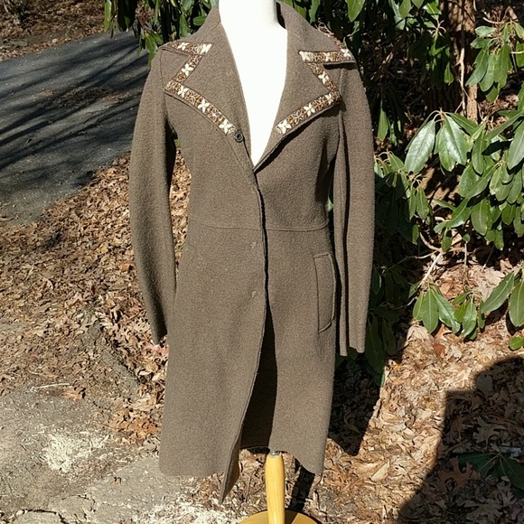 United Colors Of Benetton Jackets & Blazers - United Nations Colors Brown Wool Beaded Coat sz M